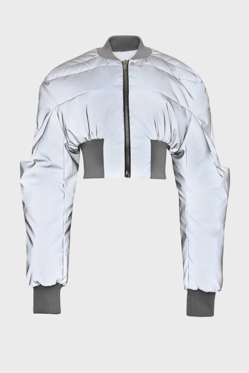 Long Sleeve Zipper Waist Warm Reflective Coat Lavish Daily