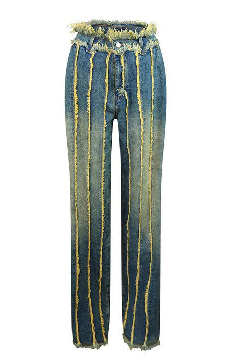 Vintage Wash Seam Straight Leg Jeans Lavish Daily