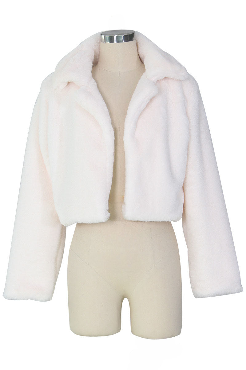 Faux Leather Lapel Short Jacket Lavish Daily