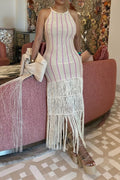 Stripe Knit Fringe Cami Dress Lavish Daily