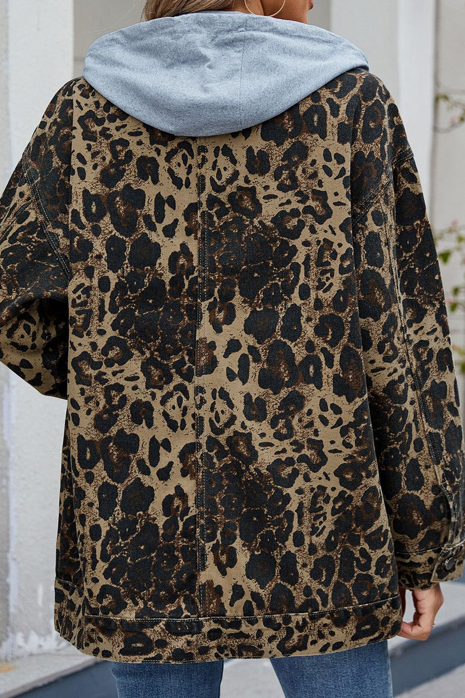 Oversized Denim Jacket with Detachable Hood Lavish Daily