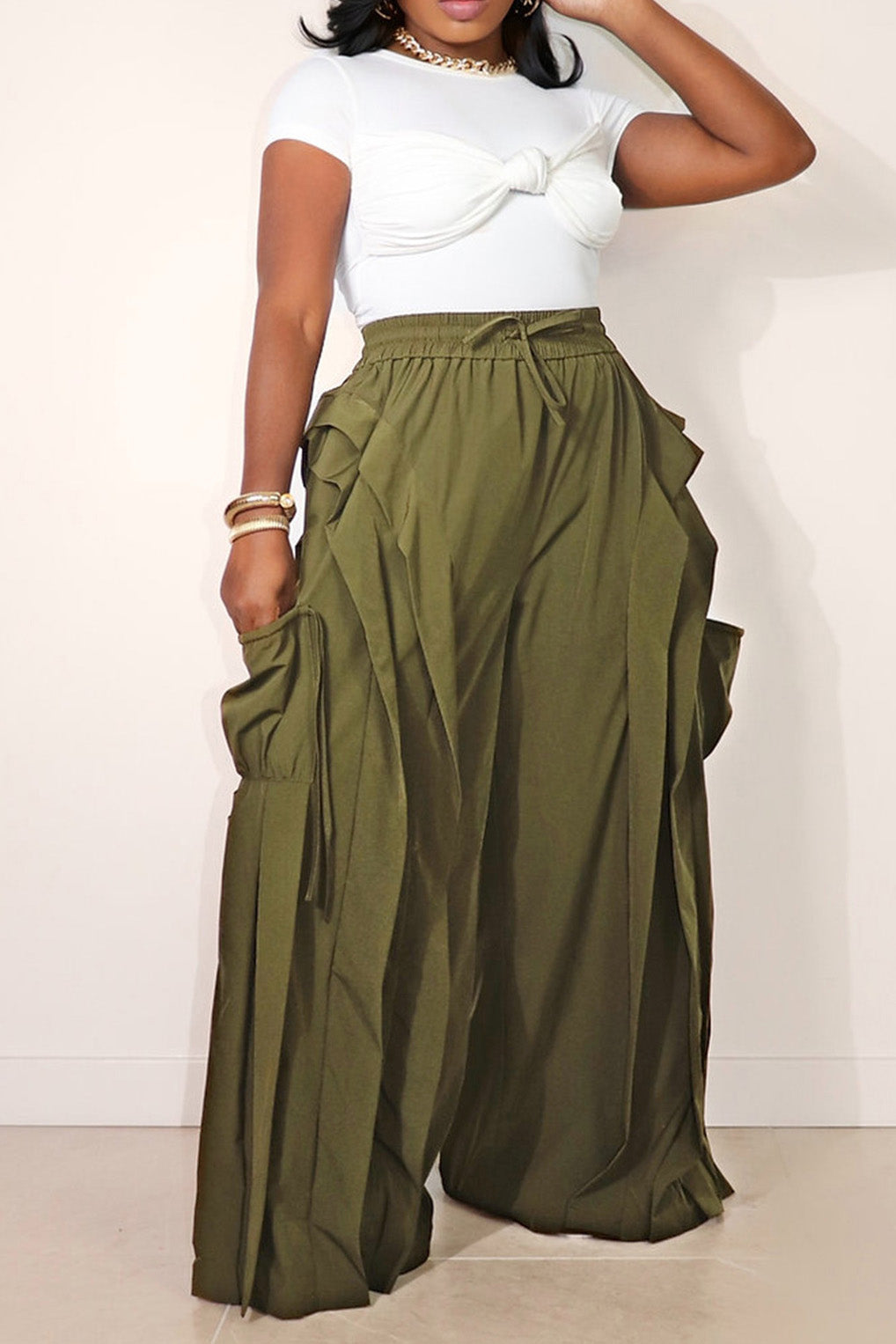 Ruffle Cargo Pants Lavish Daily