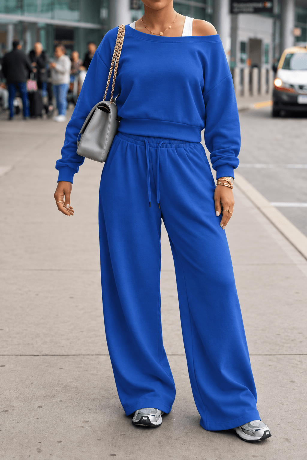 Off-Shoulder Sweatshirt & Wide-Leg Pants Set Lavish Daily