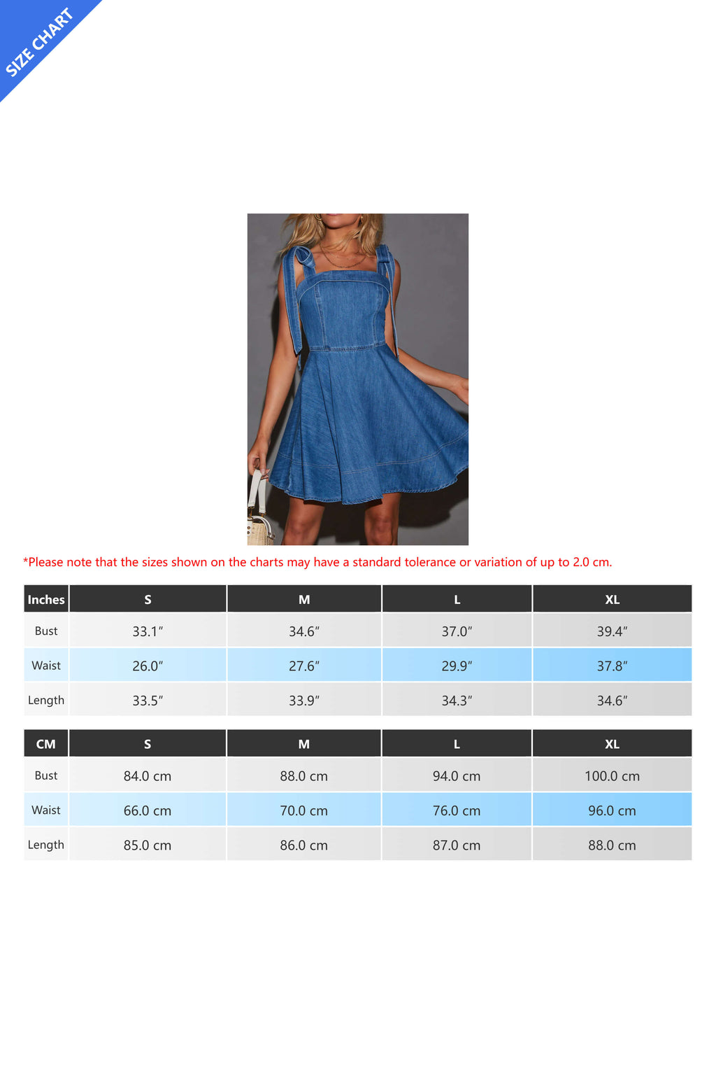 Square Neck Tie Shoulder Denim Dress Lavish Daily