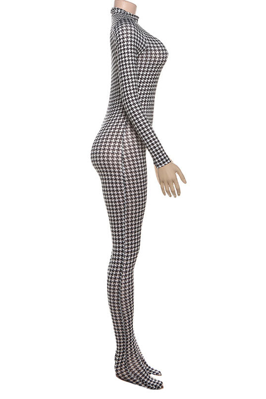 Print Turtleneck Long Sleeve Jumpsuit Lavish Daily