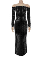 Elegant Long-Sleeve Strapless Rhinestone Dress Lavish Daily