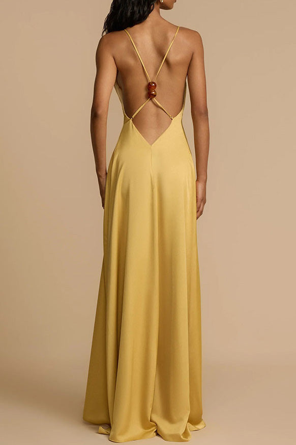Deep V-Neck Maxi Dress Lavish Daily