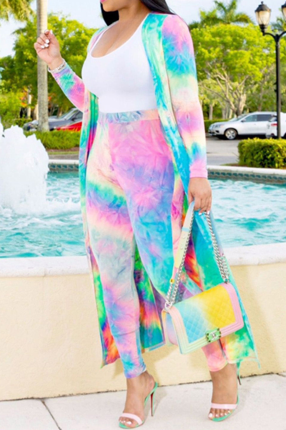 Printed Pants with Long Cardigan Set Lavish Daily