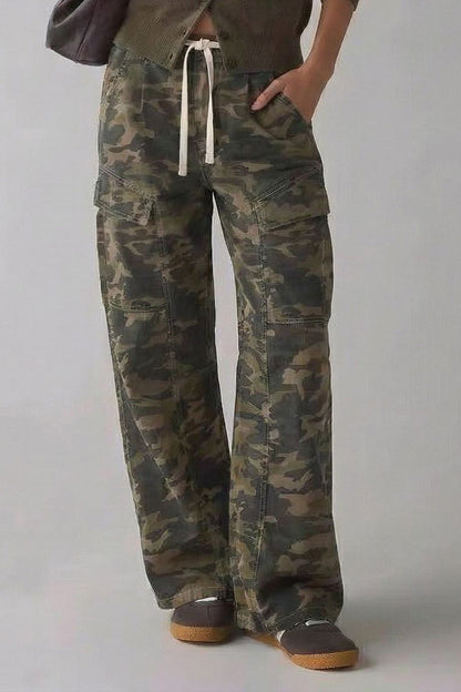 Drawstring Waist Baggy Cargo Jeans Lavish Daily