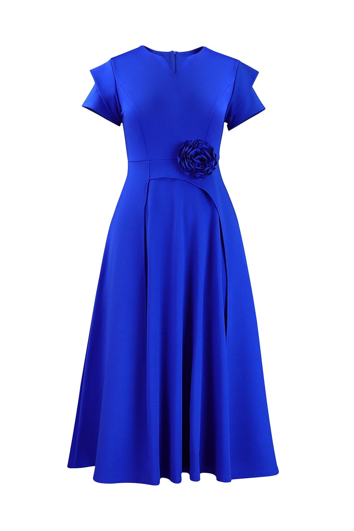3D Floral Notched Neck A-Line Midi Dress Lavish Daily