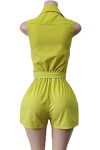 Sleeveless Tie Waist Casual Romper Lavish Daily