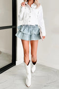 Light Washed Denim Tiered Skirt Lavish Daily