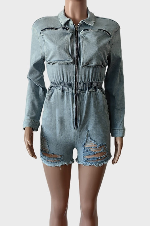 Denim Romper Lavish Daily