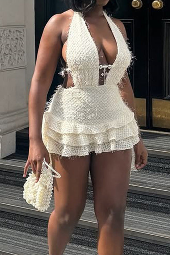 V-Neck Halter Backless Mini Dress Lavish Daily