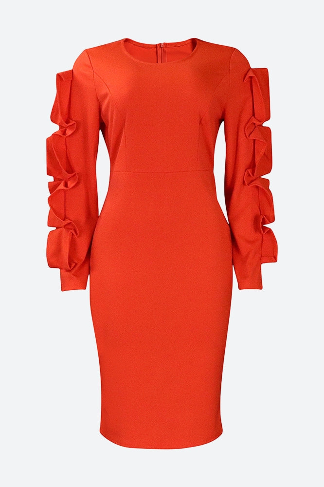 Ruffle Hem Solid Color Bodycon Dress Lavish Daily