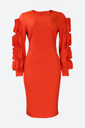 Ruffle Hem Solid Color Bodycon Dress Lavish Daily