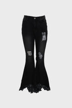 Stretch Ripped Wide Leg Jeans Lavish Daily