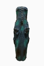 Denim Cargo Dress Lavish Daily