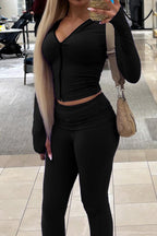 Sherpa Lined Foldover Waist Flare Pants Set Lavish Daily