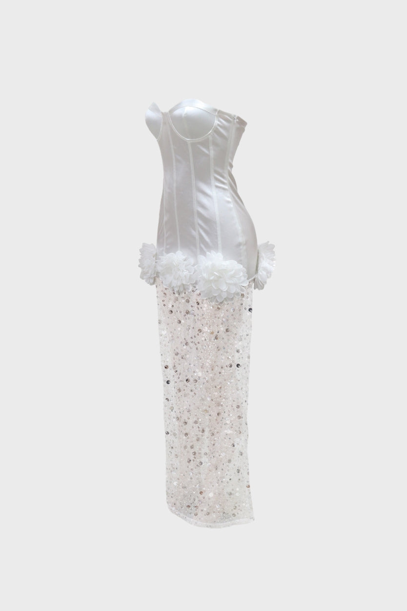 Strapless Sequin Mesh Dress Lavish Daily