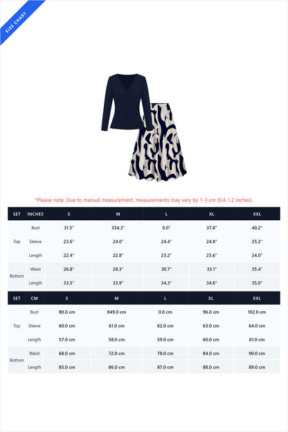 Ruched Wrap Top & Abstract Skirt Set Lavish Daily