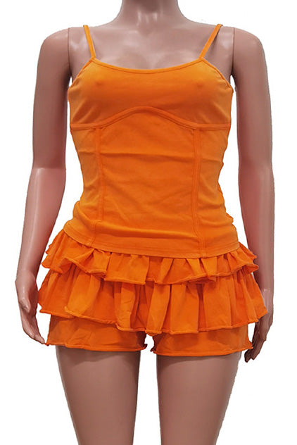 Washed Camisole and Ruffle Skort Set Lavish Daily