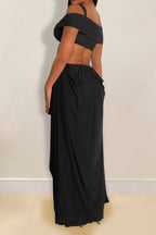 Off-Shoulder Cutout Maxi Dress Lavish Daily