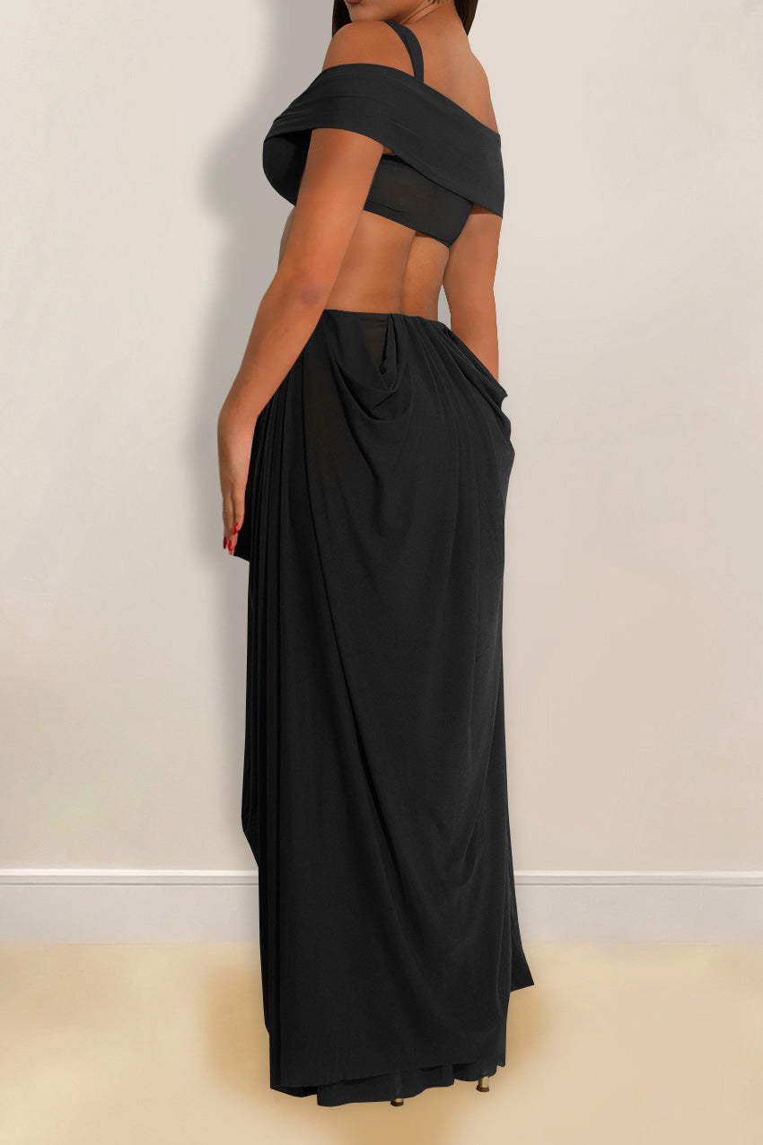 Off-Shoulder Cutout Maxi Dress Lavish Daily