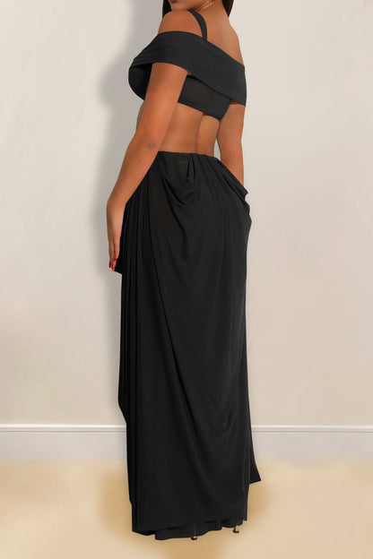 Off-Shoulder Cutout Maxi Dress Lavish Daily