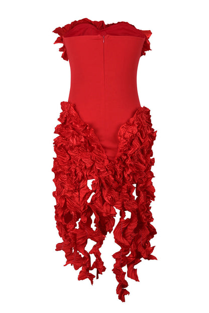 Strapless 3D Ruffle Asymmetrical Dress Lavish Daily