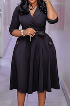 Blazer Collar High Waist Midi Dress Lavish Daily