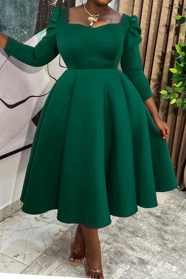 Solid Square Neck High Waist Maxi Dress Lavish Daily