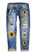 Slim Fit Printed Denim Trousers Lavish Daily