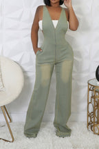 Slim Fit Stretch Washed Denim Jumpsuit Lavish Daily