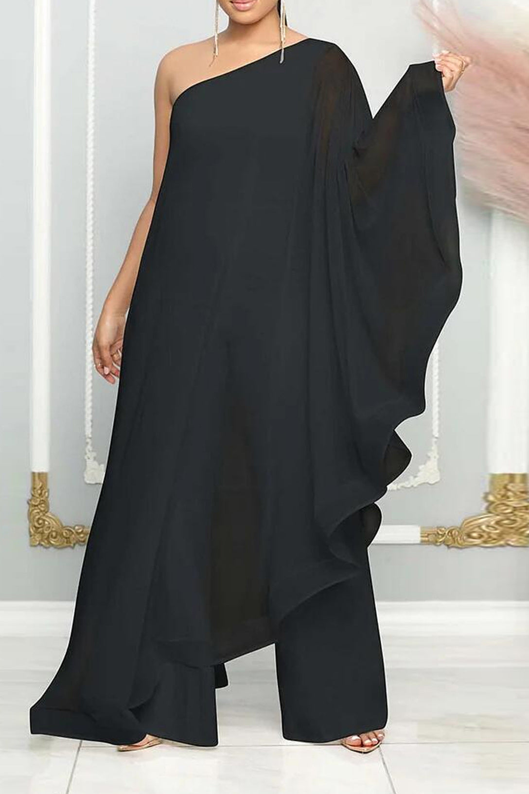 One Shoulder Batwing Jumpsuits Lavish Daily