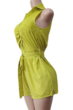 Sleeveless Tie Waist Casual Romper Lavish Daily