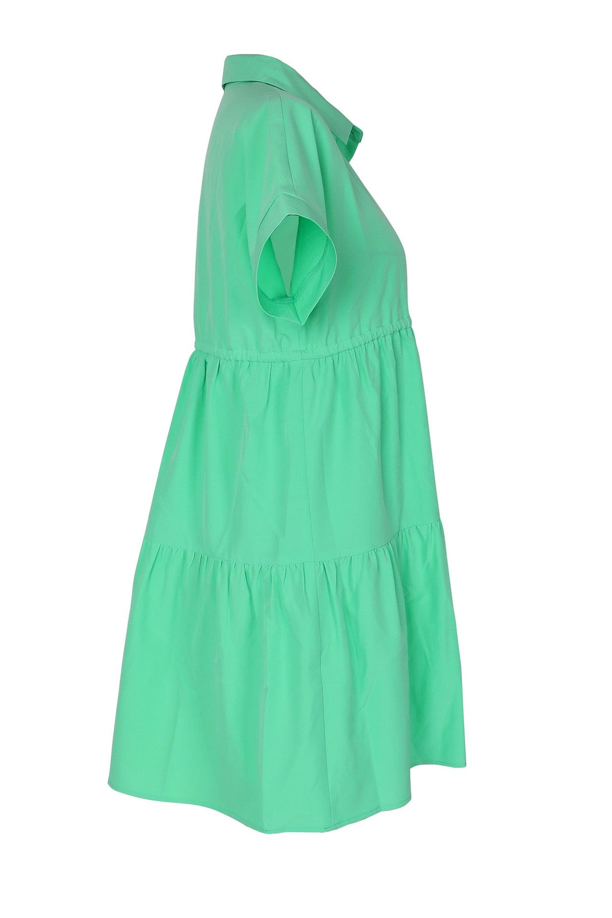Tiered Button-Down Babydoll Mini Dress Lavish Daily