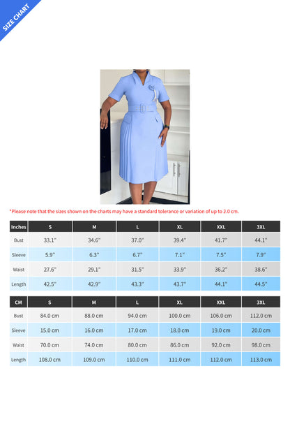 V-Neck Solid Color Plus Size Pleated Dress Lavish Daily