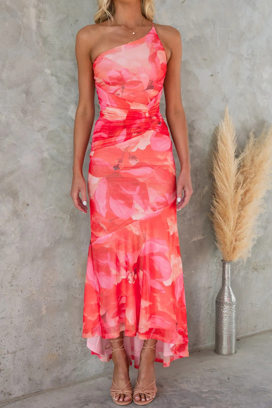 Off-Shoulder Floral Slim Irregular Maxi Dress Lavish Daily