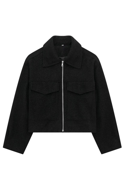 Tweed Cropped Zip Up Jacket Lavish Daily