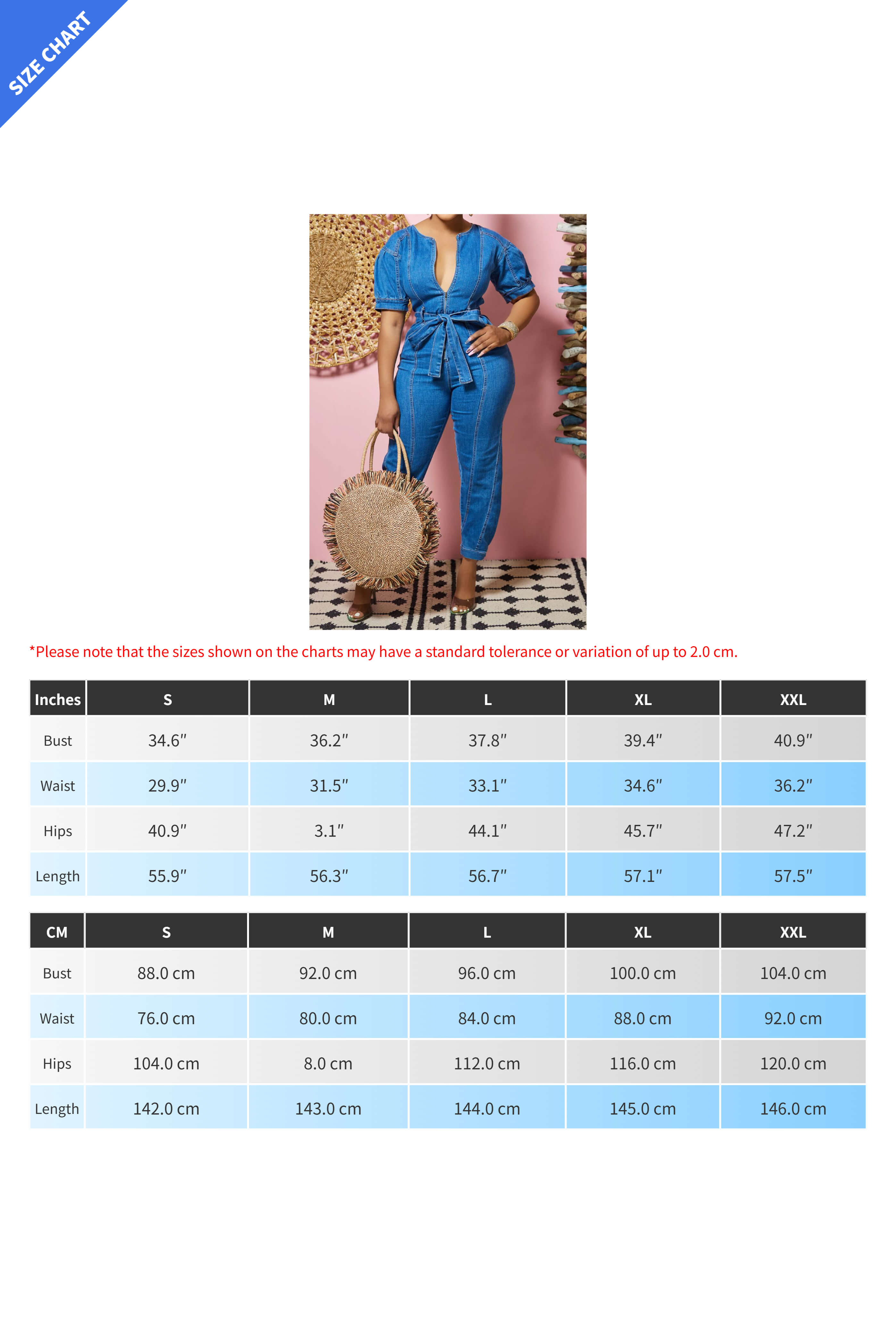 Puff Sleeve Belted Slim Denim Jumpsuit Lavish Daily