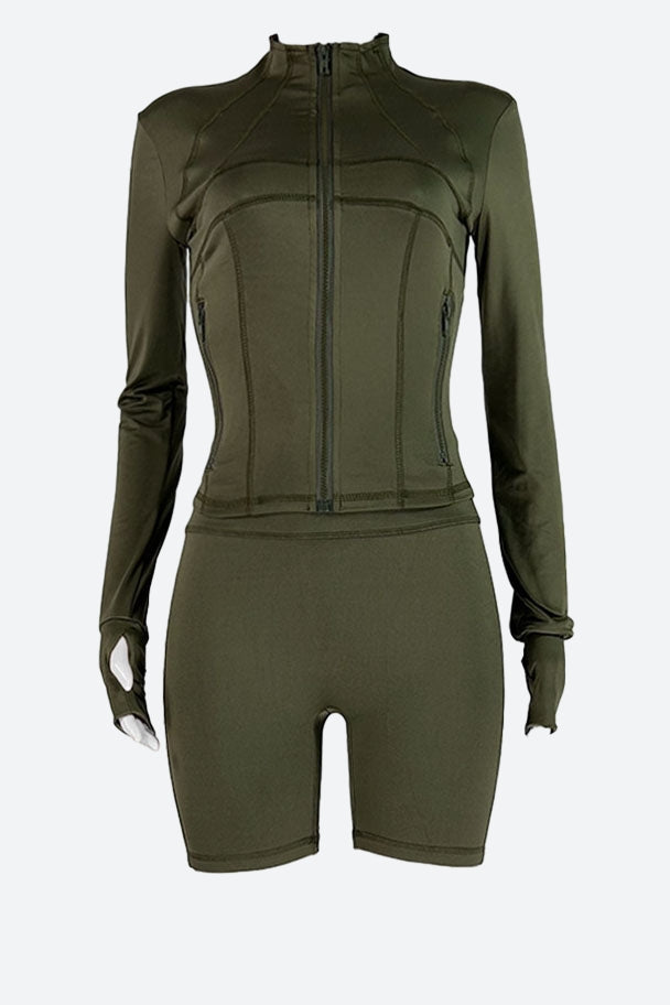 Long Sleeve Crop Top and Shorts Set Lavish Daily