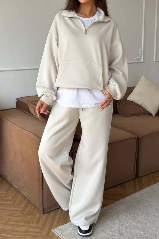 Quarter Zip Wide Leg Lounge Set Lavish Daily