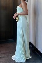 Strapless High Waist Pleated Maxi Dress LavishDaily