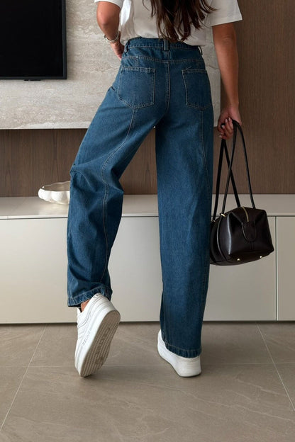 Contrast-Stitch Wide-Leg Jeans Lavish Daily