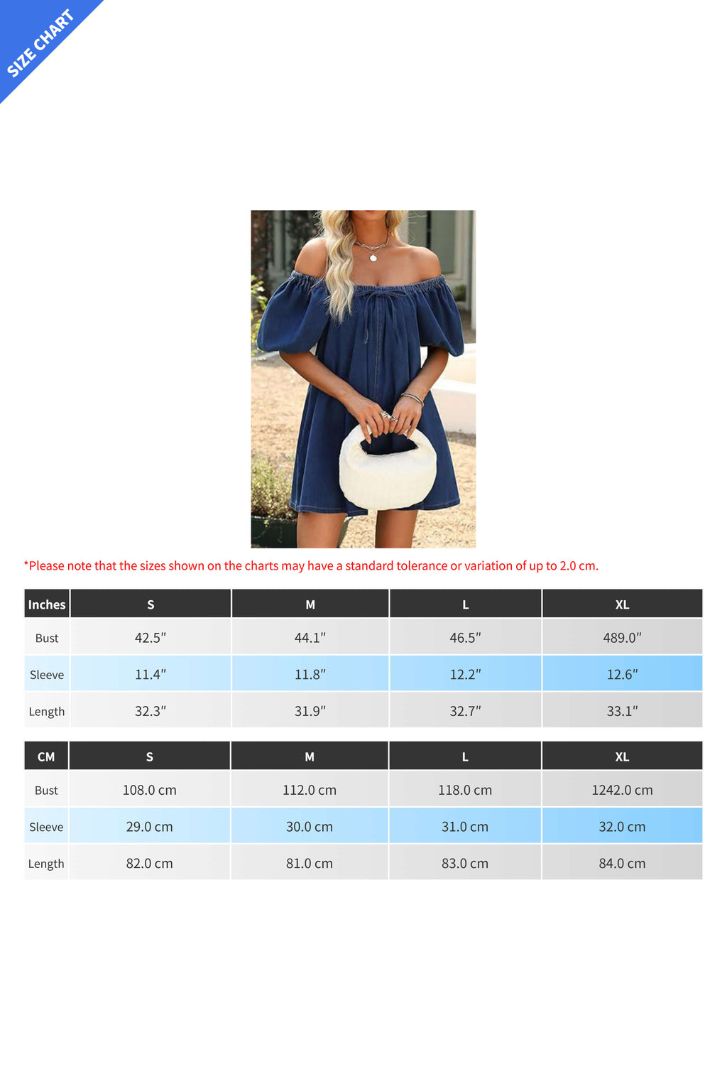 Bubble Sleeve Square Neck Denim Babydoll Dress Lavish Daily