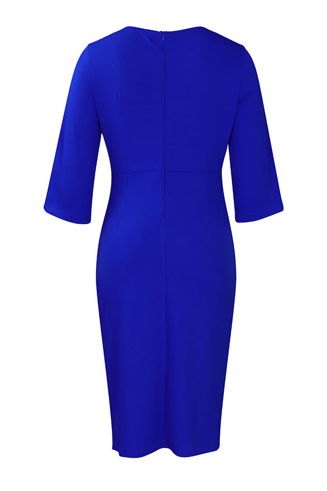 Office Pleated Pencil Dress Women's Slim Fit Lavish Daily