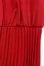 Plus Size Long Sleeve V-Neck Pleated Maxi Dresses Lavish Daily