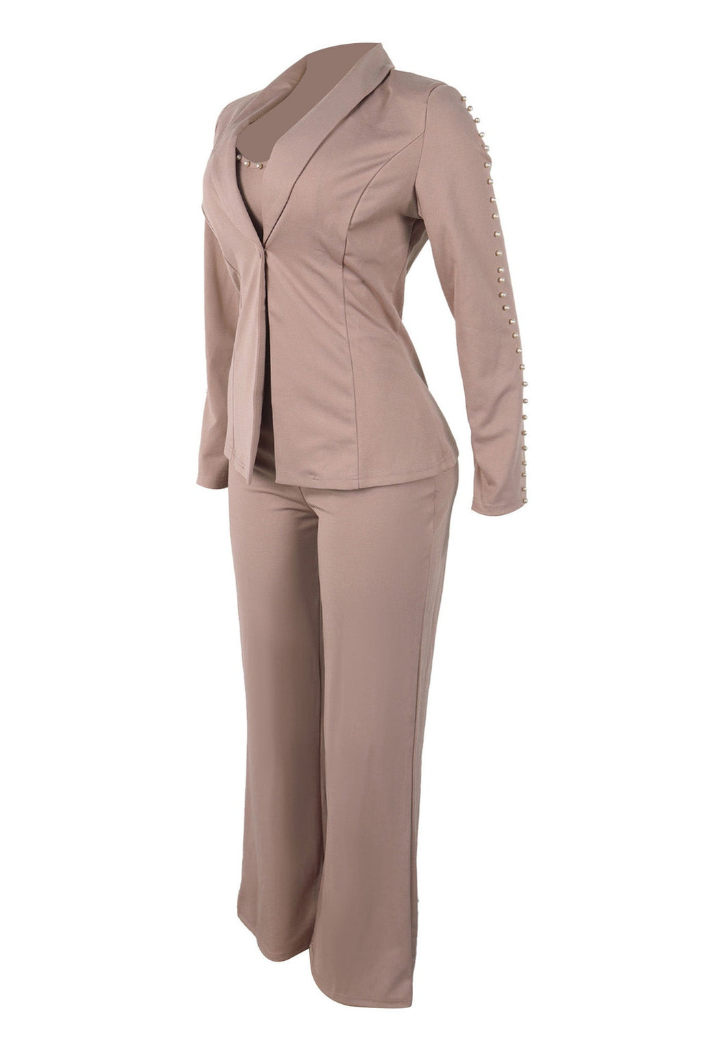 Elegant Pearl Lapel Blazer Three-Piece Set Lavish Daily