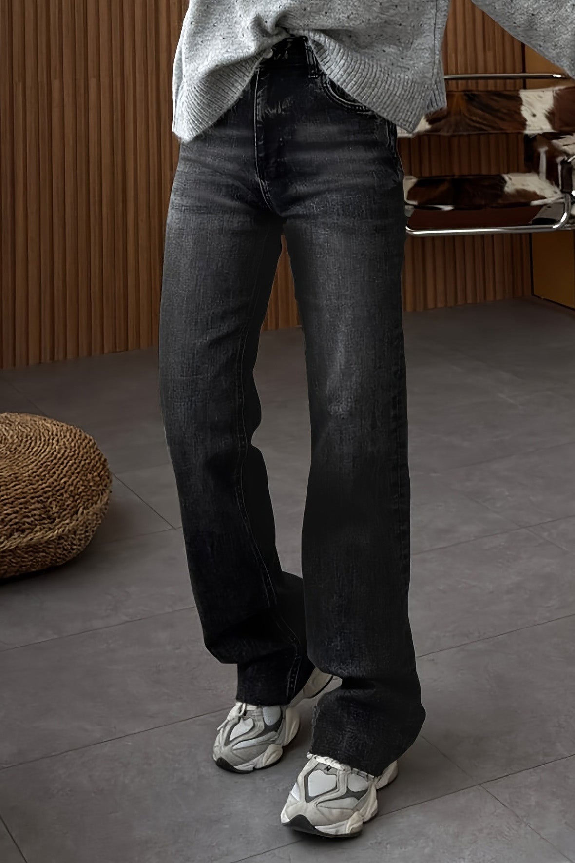 High Waist Washed Straight Leg Jeans Lavish Daily